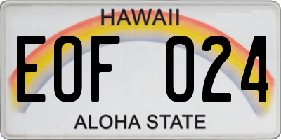 HI license plate EOF024