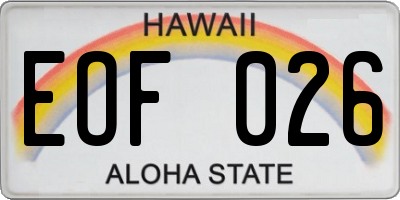 HI license plate EOF026