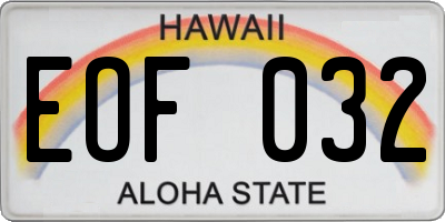 HI license plate EOF032