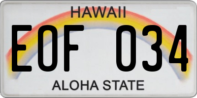 HI license plate EOF034
