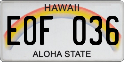 HI license plate EOF036