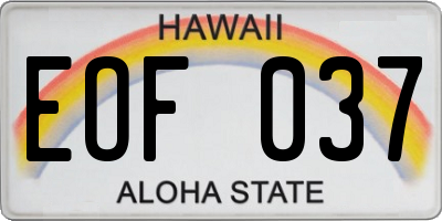 HI license plate EOF037