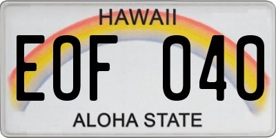 HI license plate EOF040