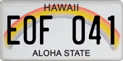 HI license plate EOF041