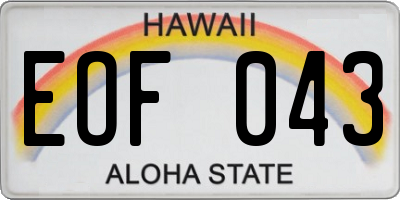 HI license plate EOF043