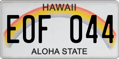 HI license plate EOF044