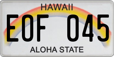 HI license plate EOF045