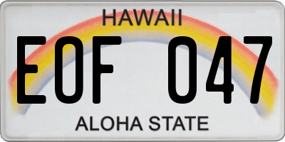 HI license plate EOF047
