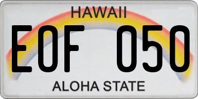 HI license plate EOF050