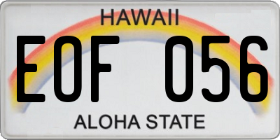 HI license plate EOF056