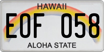 HI license plate EOF058
