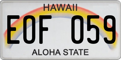 HI license plate EOF059