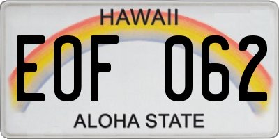 HI license plate EOF062