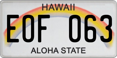 HI license plate EOF063