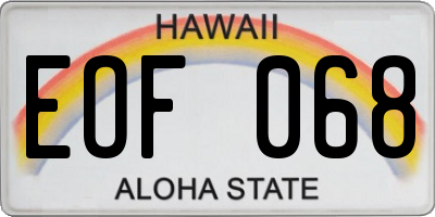 HI license plate EOF068