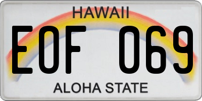 HI license plate EOF069
