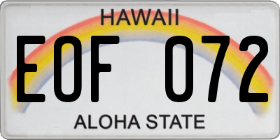 HI license plate EOF072