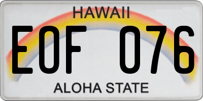 HI license plate EOF076