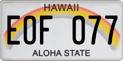 HI license plate EOF077