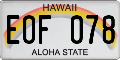 HI license plate EOF078