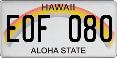 HI license plate EOF080