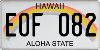 HI license plate EOF082