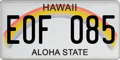 HI license plate EOF085