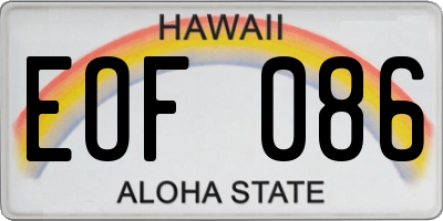 HI license plate EOF086