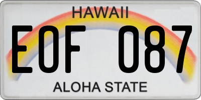 HI license plate EOF087