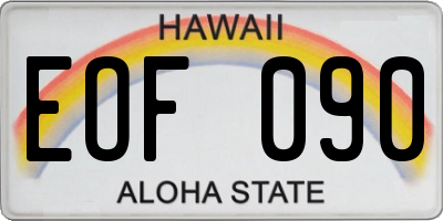 HI license plate EOF090