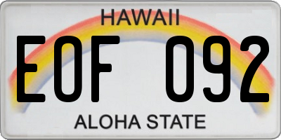 HI license plate EOF092