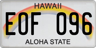 HI license plate EOF096