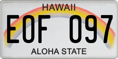 HI license plate EOF097