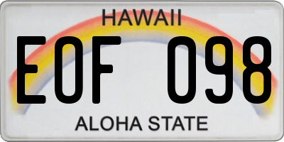 HI license plate EOF098