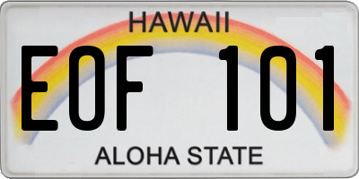HI license plate EOF101