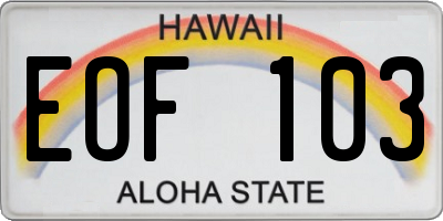 HI license plate EOF103