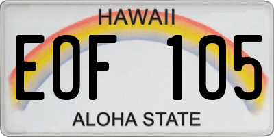 HI license plate EOF105