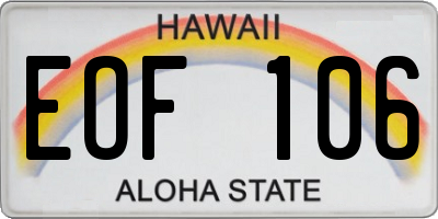 HI license plate EOF106