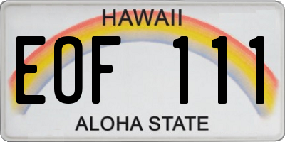 HI license plate EOF111