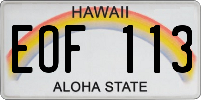 HI license plate EOF113