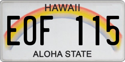 HI license plate EOF115