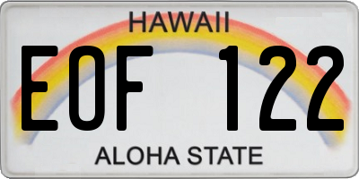 HI license plate EOF122