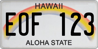 HI license plate EOF123