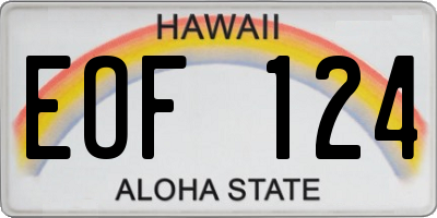 HI license plate EOF124