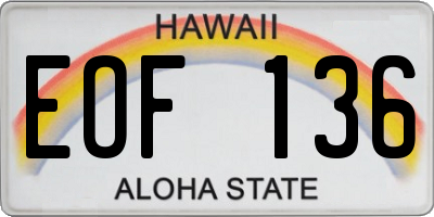 HI license plate EOF136