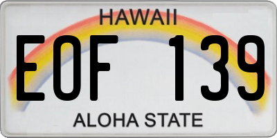 HI license plate EOF139