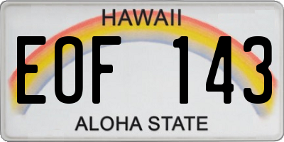 HI license plate EOF143