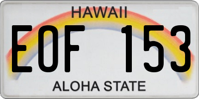 HI license plate EOF153