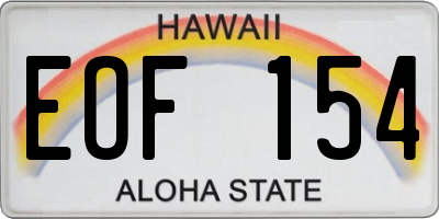 HI license plate EOF154