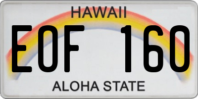 HI license plate EOF160